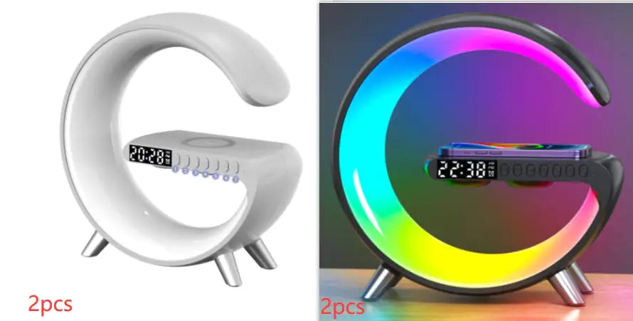 G Shaped LED Lamp Bluetooth Speaker Wireless Charger Lamp